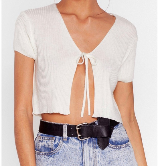 tie cropped cardigan